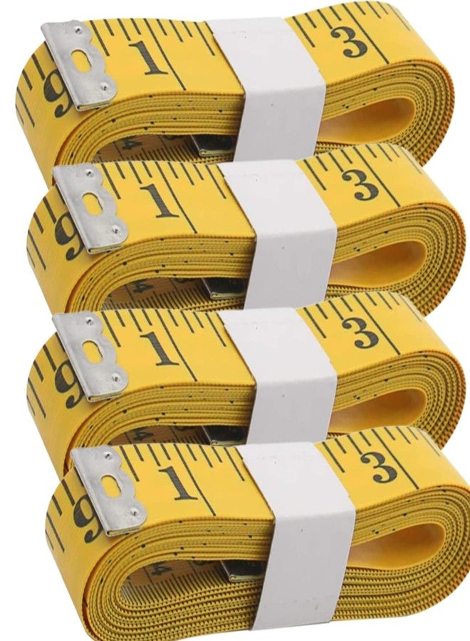 أيونيكس شريط قياس بالبوصة من IONIX، شريط قياس، شريط قياس، شريط قياس، شريط قياس بالبوصة لقياس الجسم، للخياطة، الخياطة، صناعة الملابس، 150 سم (عبوة صفراء من 4 قطع) - Image 1